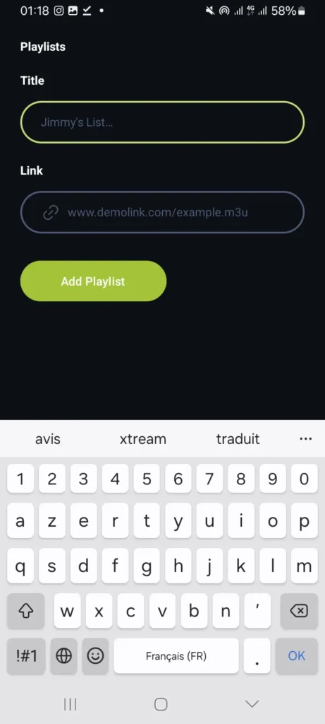 ajouter un playlist sur smart iptv